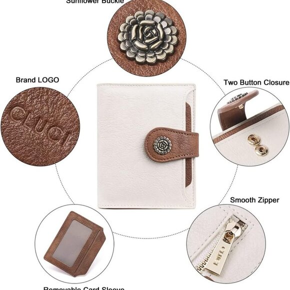 Women’s RFID Blocking Leather Wallet Compact Trifold Zipper Coin Purse - Picture 5 of 6